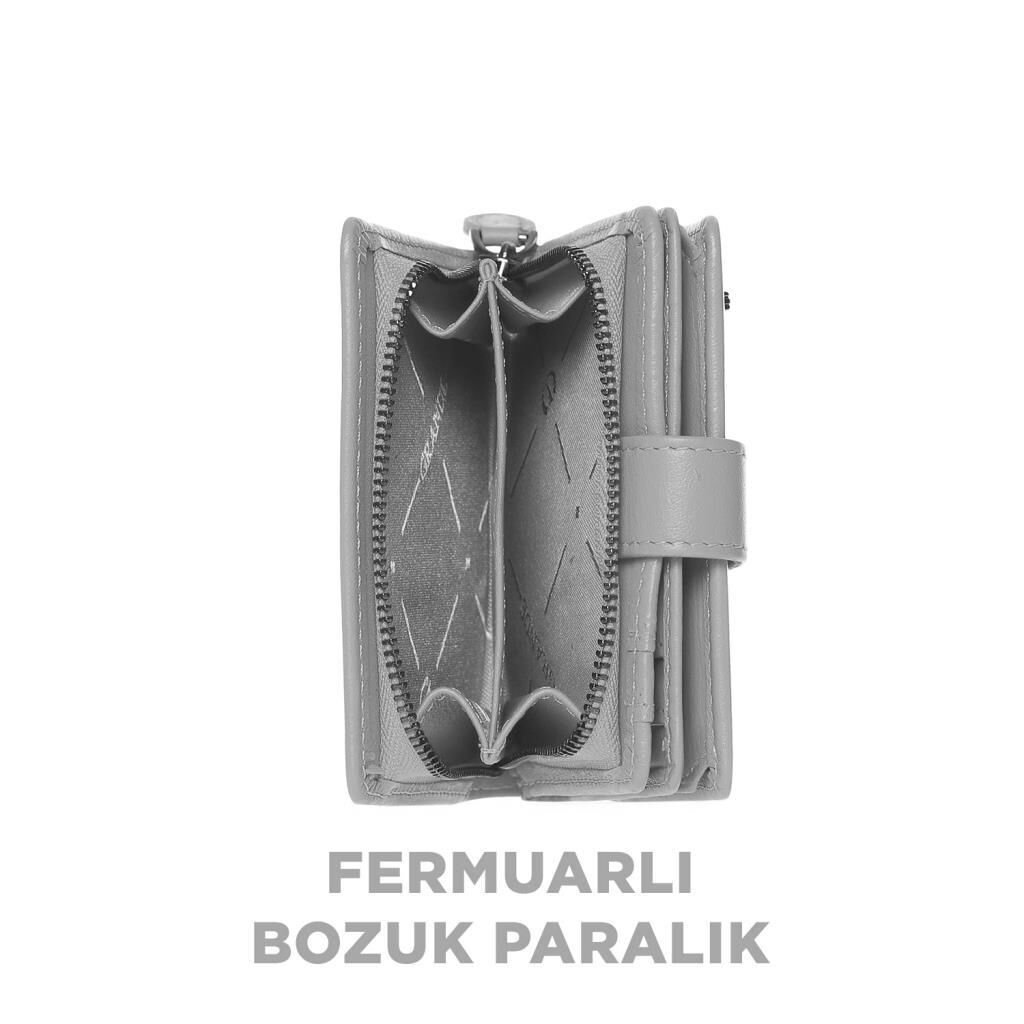 Grande Gerçek Deri Kadın Cüzdanı Hakiki Deri Küçük Boy Pudra