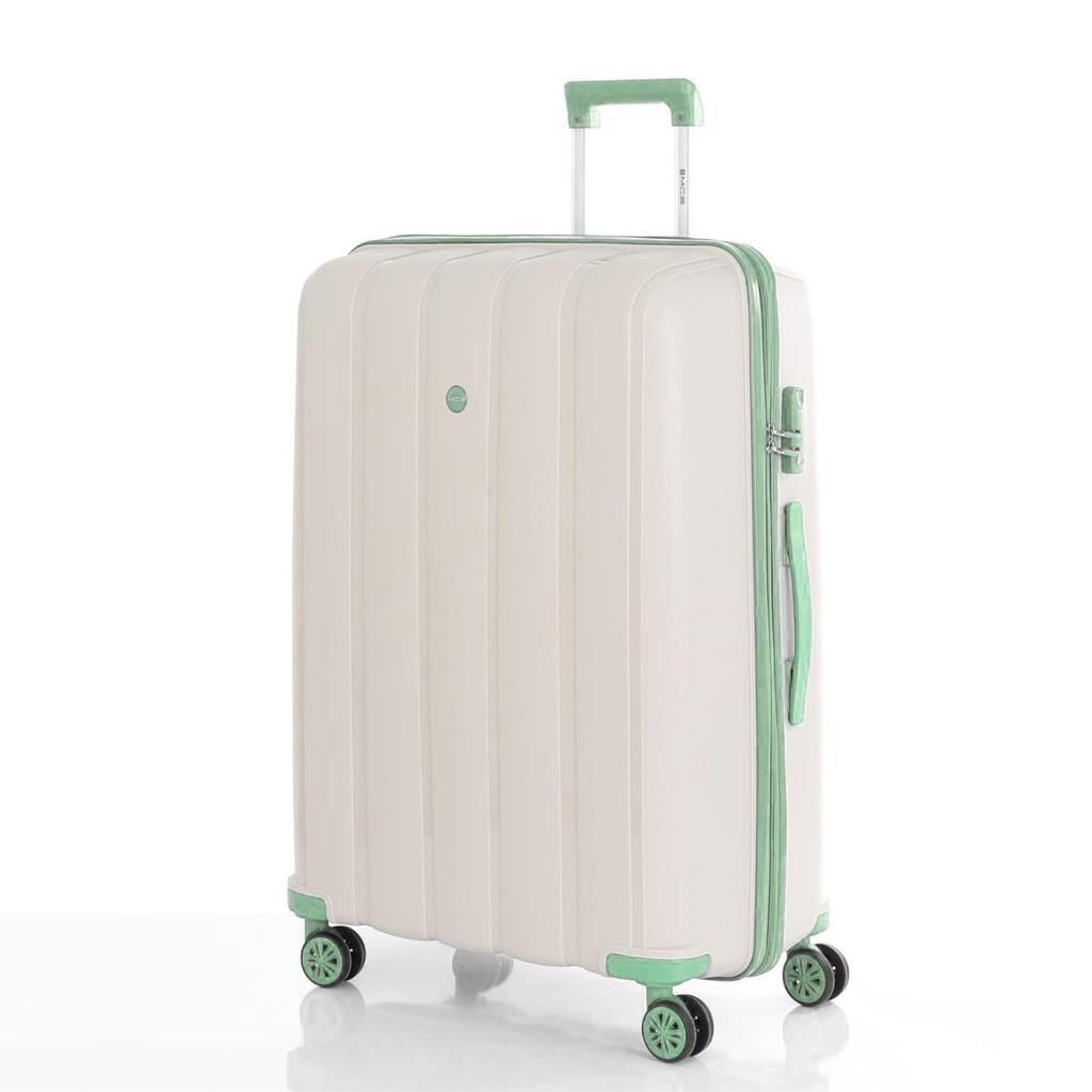 MÇS Büyük Boy Kırılmaz Silikon Seyahat Valizi Bavulu V305 Kemik/SuYeşili