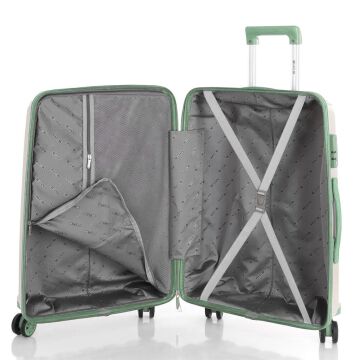 MÇS Büyük Boy Kırılmaz Silikon Seyahat Valizi Bavulu V305 Kemik/SuYeşili