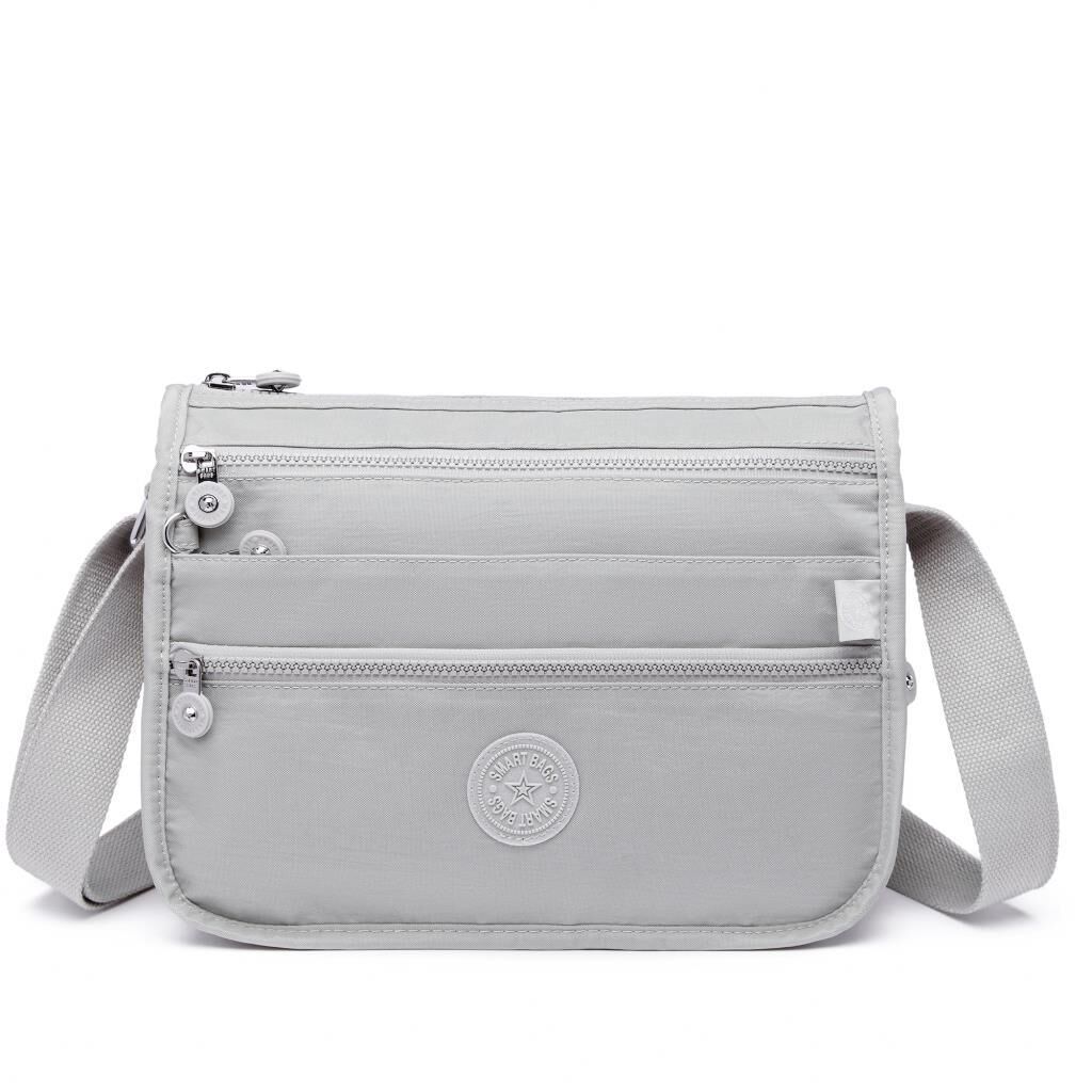 1128 Krinkıl Kumaş Bayan Postacı Omuz Çantası Smart Bags A.Gri