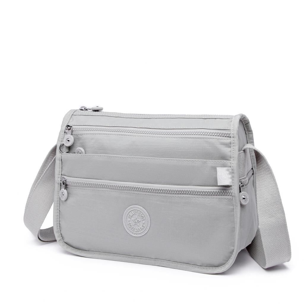 1128 Krinkıl Kumaş Bayan Postacı Omuz Çantası Smart Bags A.Gri