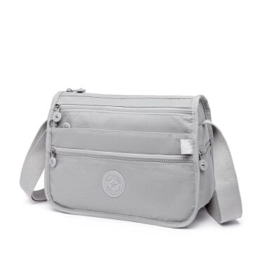 1128 Krinkıl Kumaş Bayan Postacı Omuz Çantası Smart Bags A.Gri
