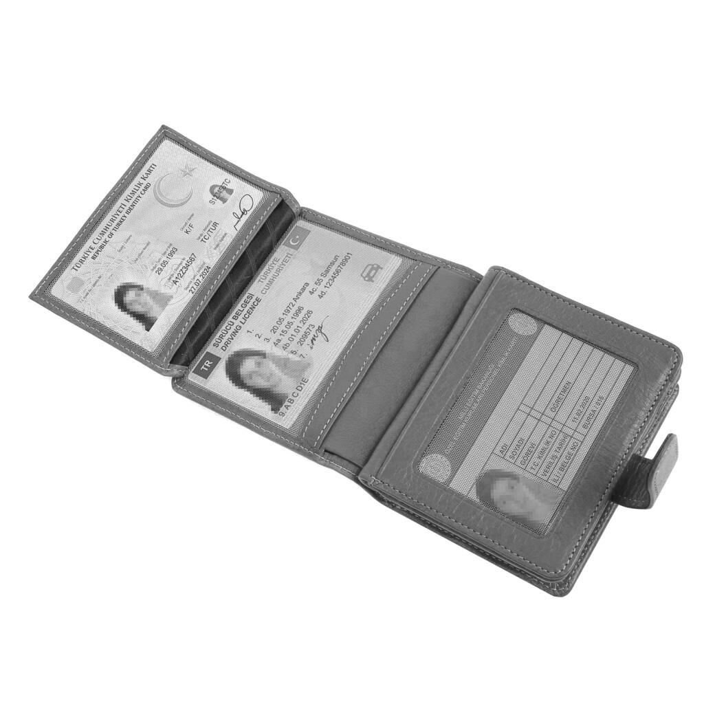 Grande Gerçek Deri Kadın Cüzdanı Hakiki Deri Küçük Boy Yeşil