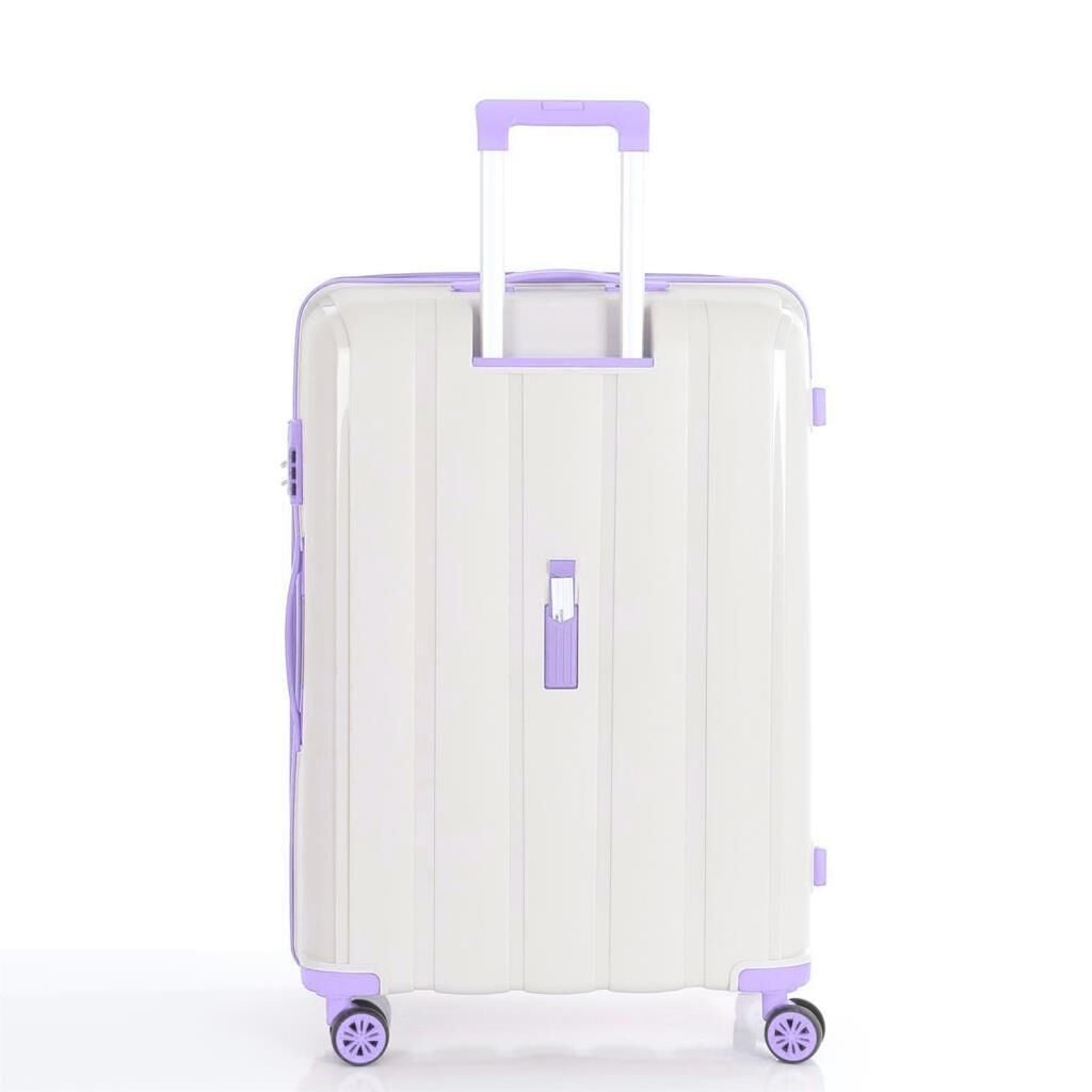 MÇS Büyük Boy Kırılmaz Silikon Seyahat Valizi Bavulu V305 Kemik/Lila