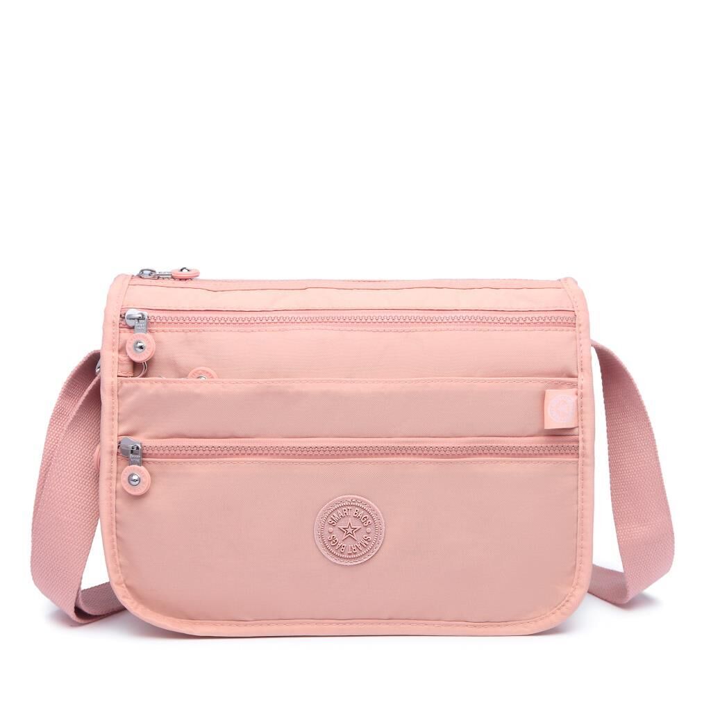 1128 Krinkıl Kumaş Bayan Postacı Omuz Çantası Smart Bags Pudra