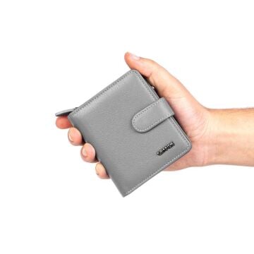 Grande Gerçek Deri Kadın Cüzdanı Hakiki Deri Küçük Boy Lacivert