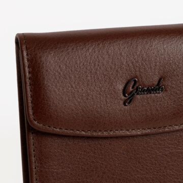 Grande Gerçek Deri Kadın Cüzdanı Hakiki Deri Küçük Boy Kahve