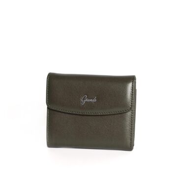Grande Gerçek Deri Kadın Cüzdanı Hakiki Deri Küçük Boy Yeşil