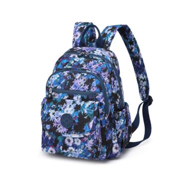 Orta Boy Kadın Sırt Çantası Smart Bags Krinkıl Kumaş 1187 Mavi Print