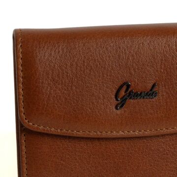 Grande Gerçek Deri Kadın Cüzdanı Hakiki Deri Küçük Boy Taba