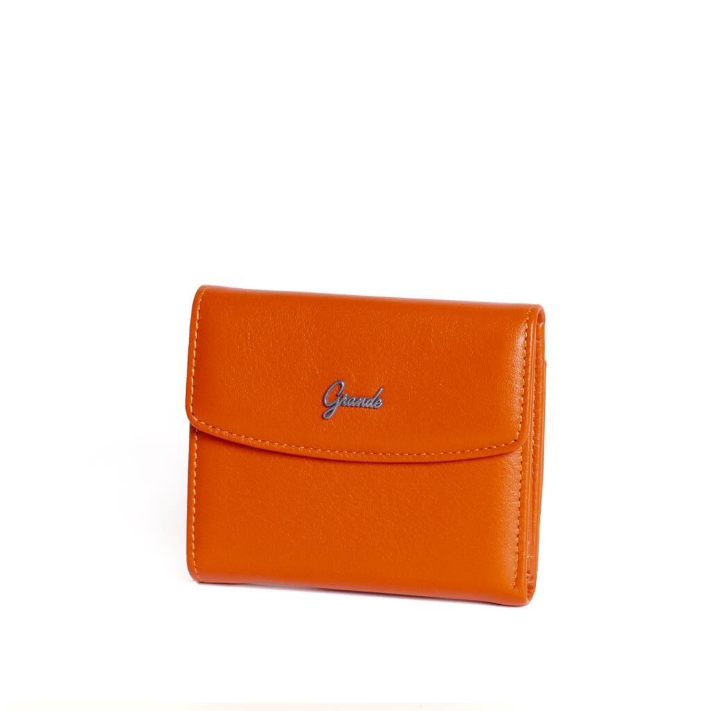 Grande Gerçek Deri Kadın Cüzdanı Hakiki Deri Küçük Boy Orange