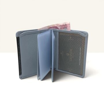 Grande Hakiki Deri Şeffaf Kartlıklı Cüzdan Buz Mavi