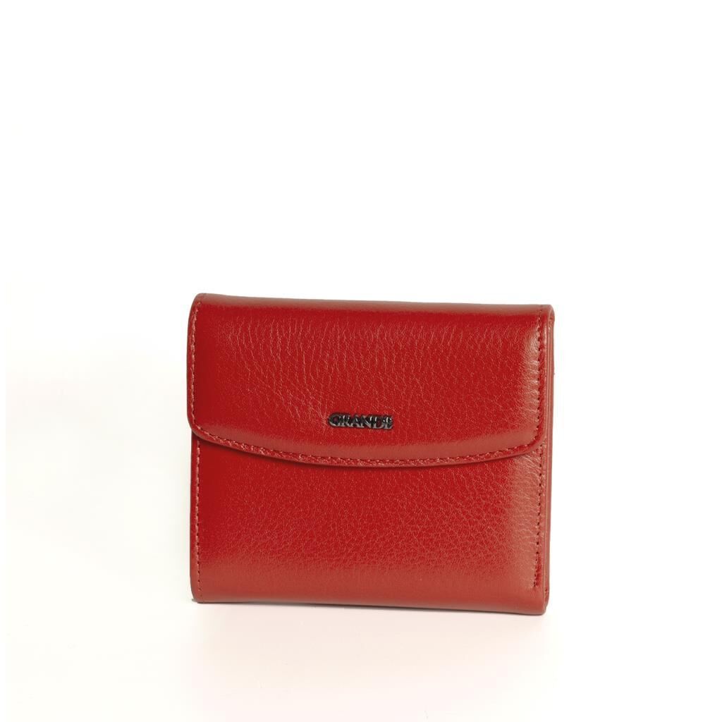 Grande Gerçek Deri Kadın Cüzdanı Hakiki Deri Küçük Boy Kırmızı