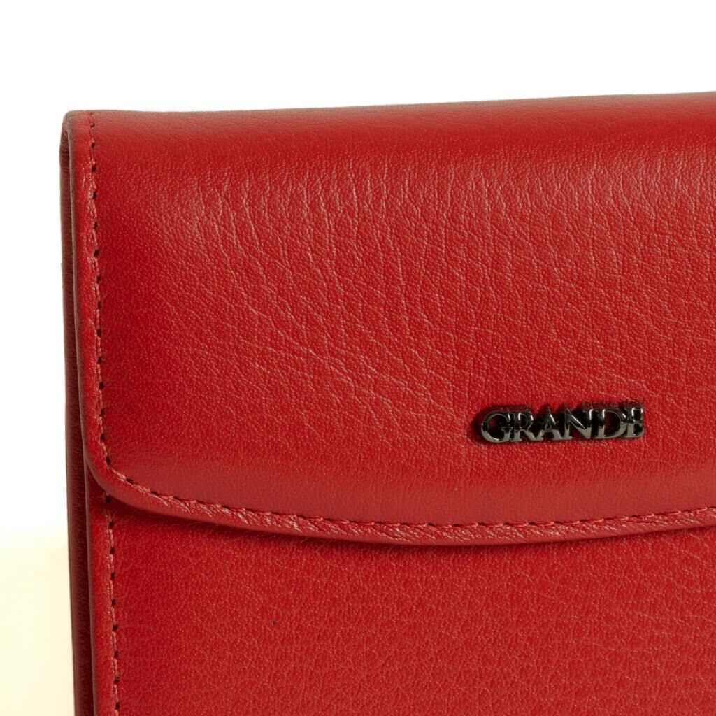 Grande Gerçek Deri Kadın Cüzdanı Hakiki Deri Küçük Boy Kırmızı