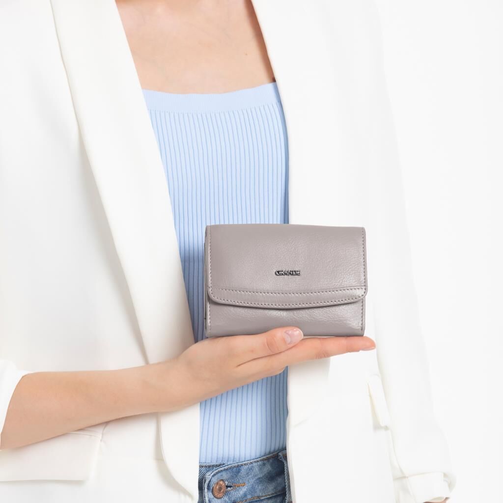 Grande Gerçek Deri Kadın Cüzdanı Hakiki Deri Normal Boy Kırmızı