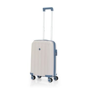 Mçs Valiz Kabin Boy Kırılmaz PP Silikon V305 Kemik/SkyBlue