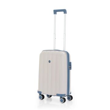 Mçs Valiz Kabin Boy Kırılmaz PP Silikon V305 Kemik/SkyBlue