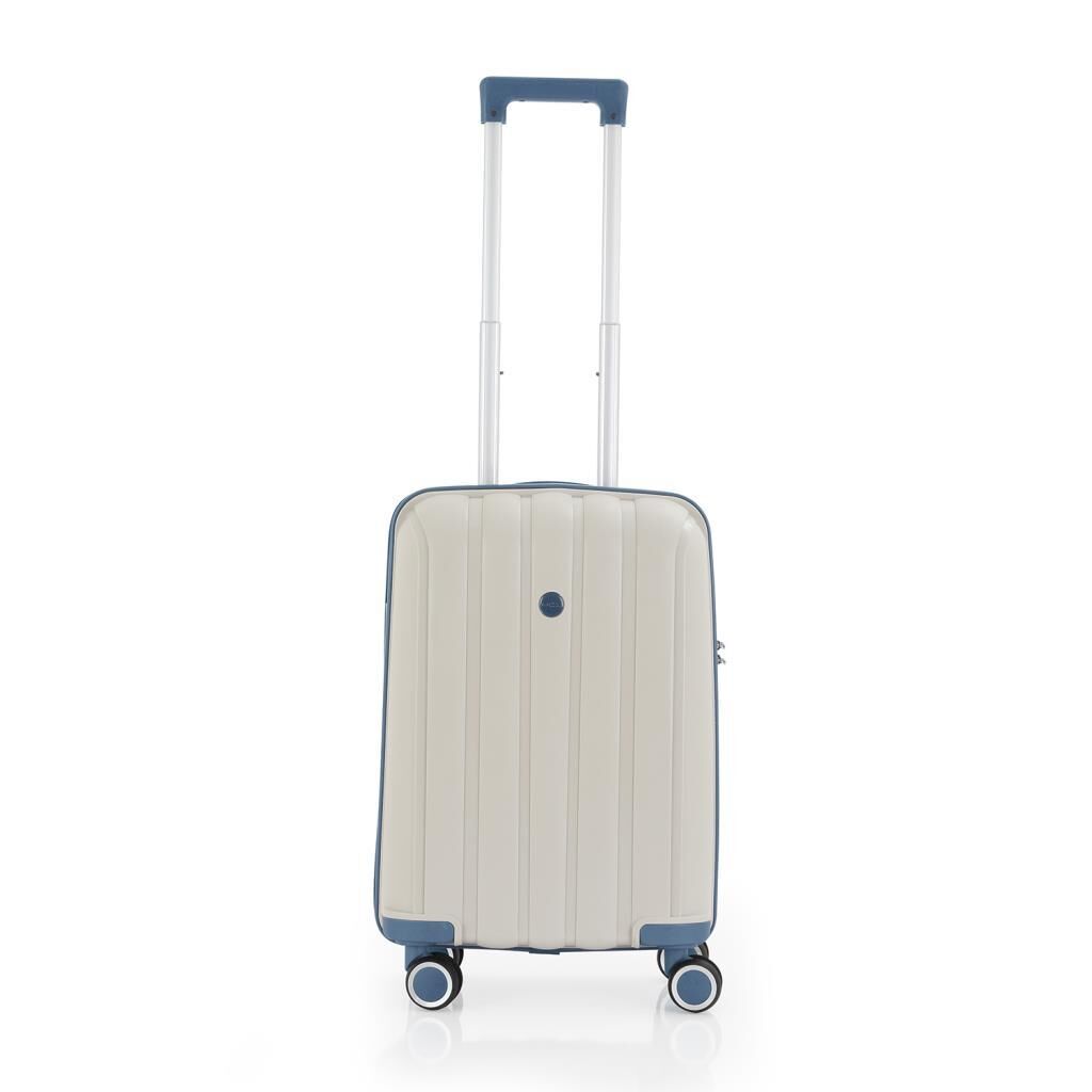 Mçs Valiz Kabin Boy Kırılmaz PP Silikon V305 Kemik/SkyBlue