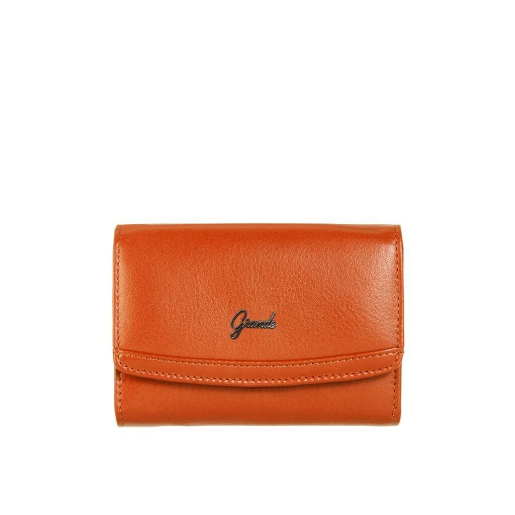 Grande Gerçek Deri Kadın Cüzdanı Hakiki Deri Normal Boy Orange