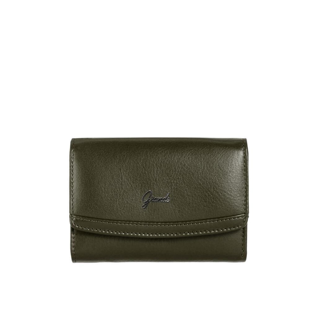 Grande Gerçek Deri Kadın Cüzdanı Hakiki Deri Normal Boy Yeşil