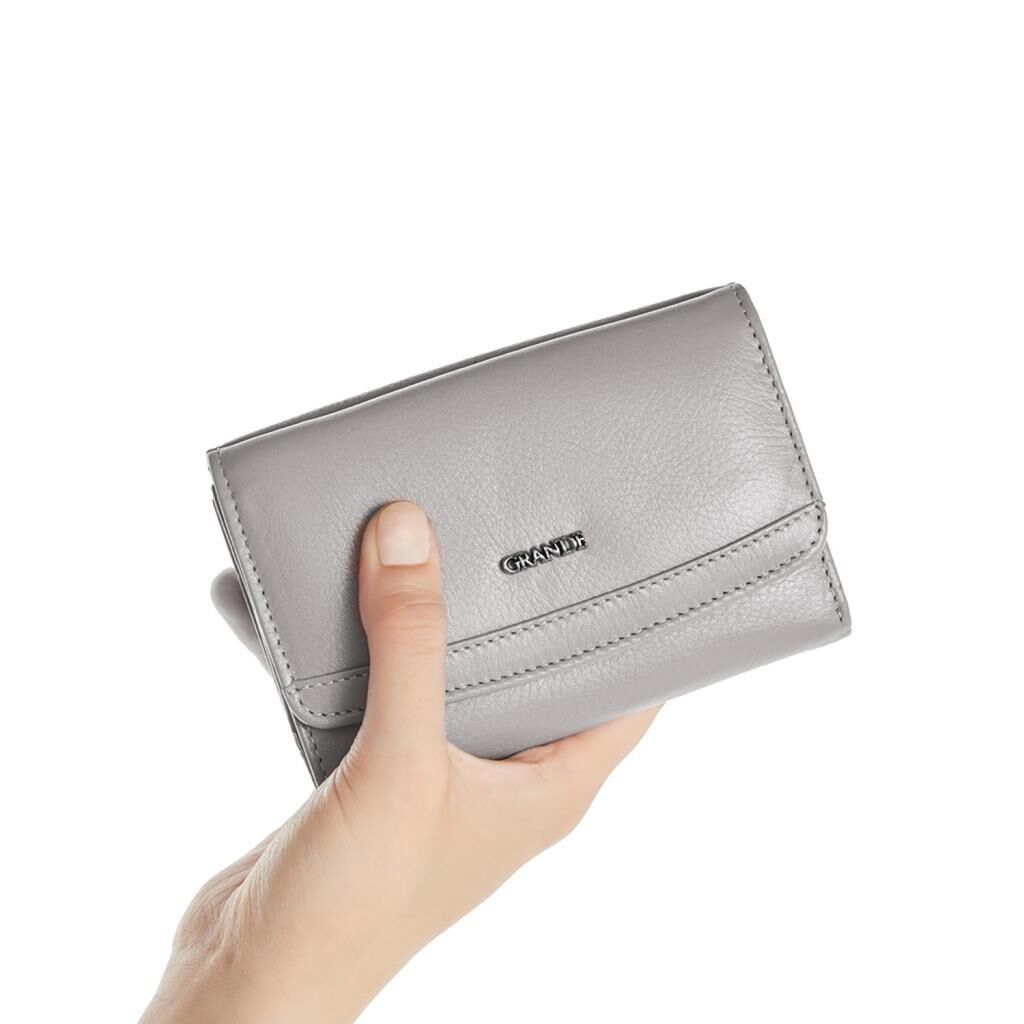 Grande Gerçek Deri Kadın Cüzdanı Hakiki Deri Normal Boy Yeşil