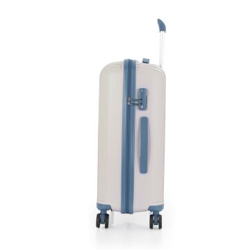 MÇS Orta Boy Kırılmaz Silikon Seyahat Valizi Bavulu V305 Kemik/SkyBlue