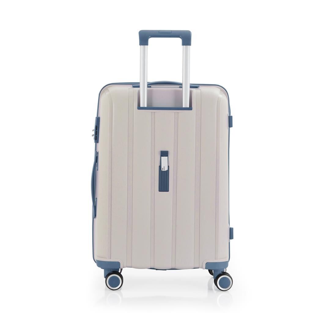 MÇS Orta Boy Kırılmaz Silikon Seyahat Valizi Bavulu V305 Kemik/SkyBlue