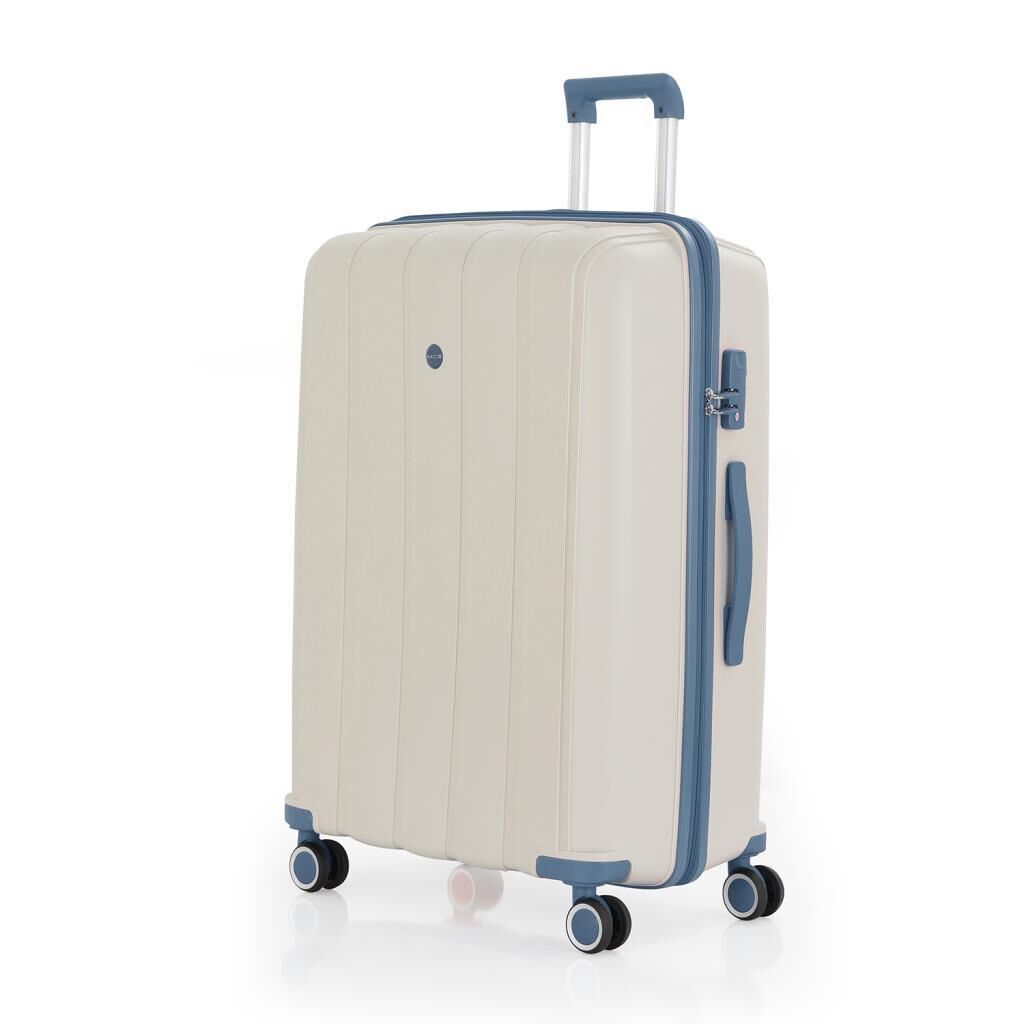 MÇS Büyük Boy Kırılmaz Silikon Seyahat Valizi Bavulu V305 Kemik/SkyBlue