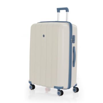 MÇS Büyük Boy Kırılmaz Silikon Seyahat Valizi Bavulu V305 Kemik/SkyBlue