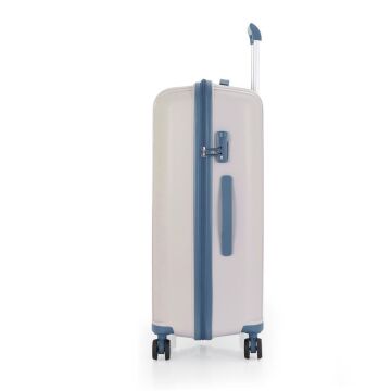Mçs Valiz Büyük Boy Kırılmaz PP Silikon V305 Kemik/SkyBlue