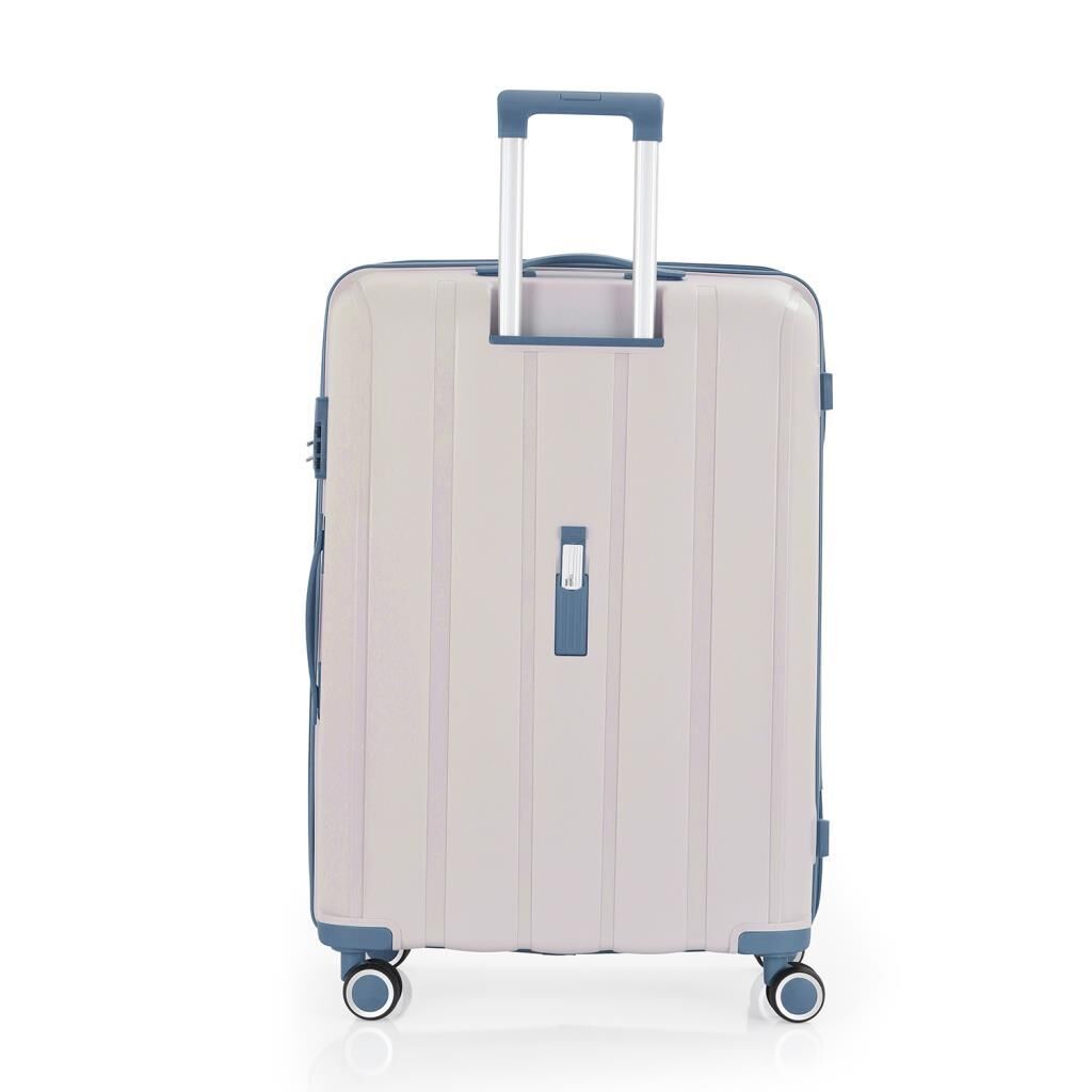 MÇS Büyük Boy Kırılmaz Silikon Seyahat Valizi Bavulu V305 Kemik/SkyBlue