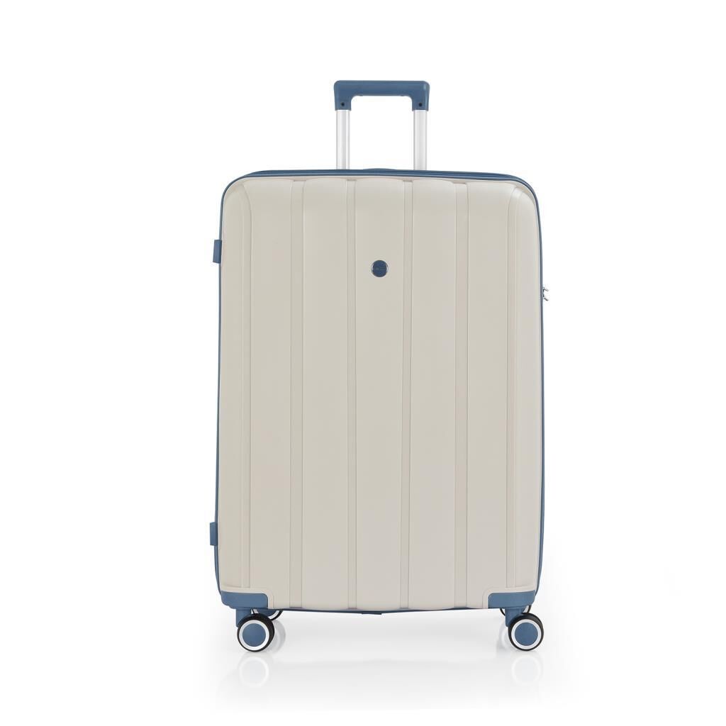 Mçs Valiz Büyük Boy Kırılmaz PP Silikon V305 Kemik/SkyBlue
