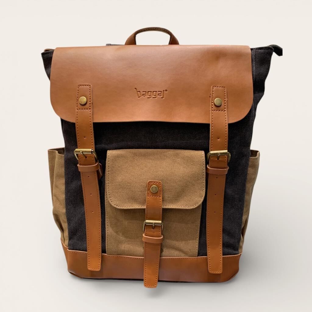 Kanvas Kumaş Laptop Gözlü Üniseks Sırt Çantası Baggaj KS25225 Siyah