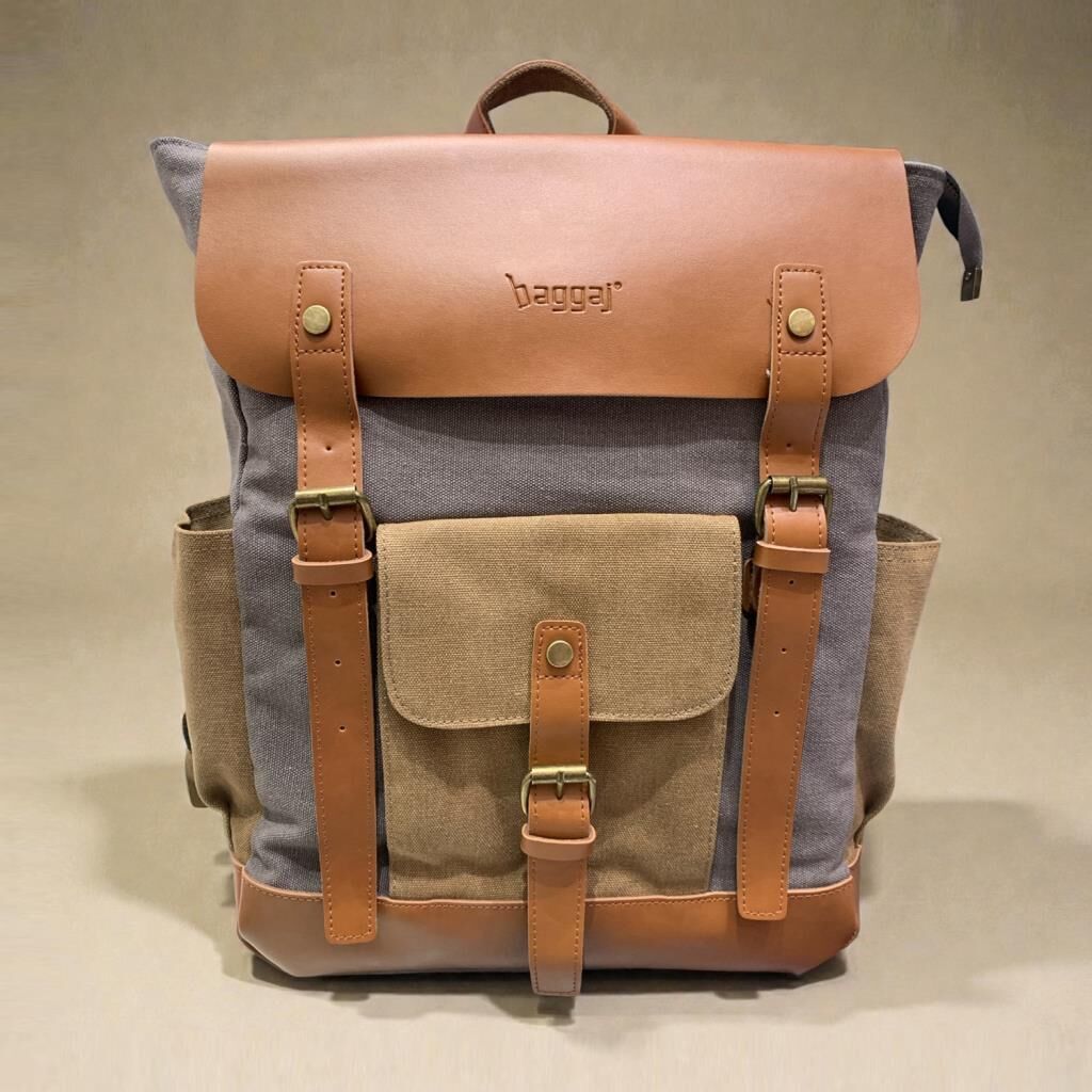 Kanvas Kumaş Laptop Gözlü Üniseks Sırt Çantası Baggaj KS25225 Gri