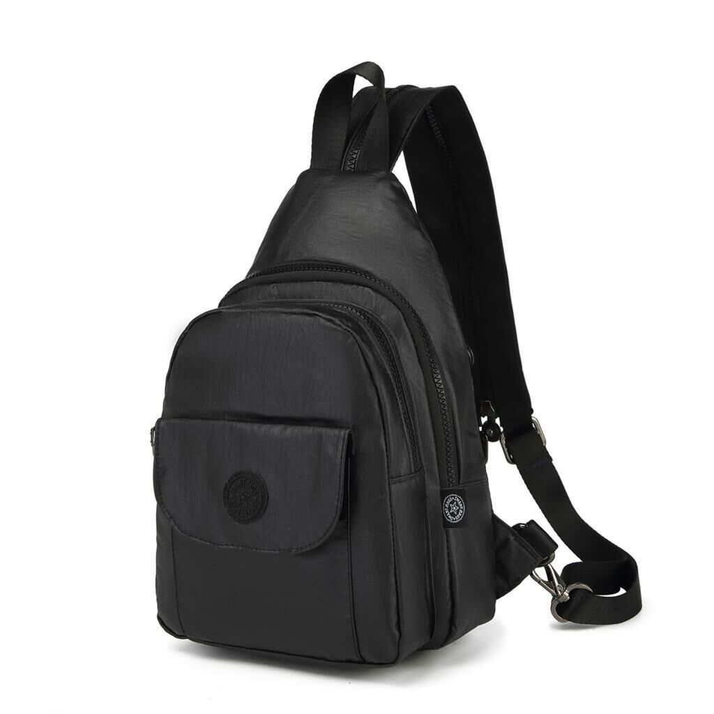 Metalik Kumaş Bodybag Askılı Sırt Çantası Smart Bags 1237 Siyah