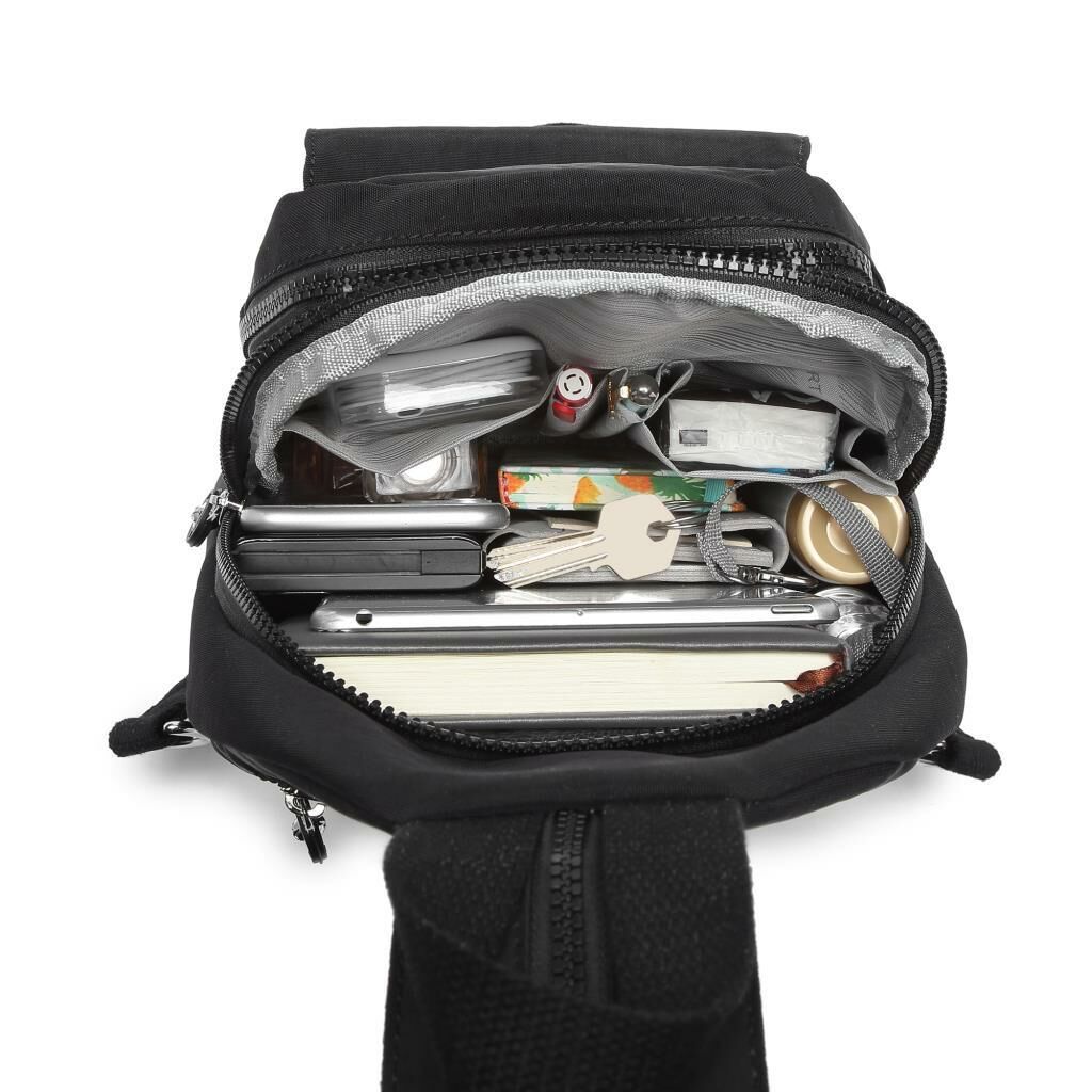 Metalik Kumaş Bodybag Askılı Sırt Çantası Smart Bags 1237 Siyah