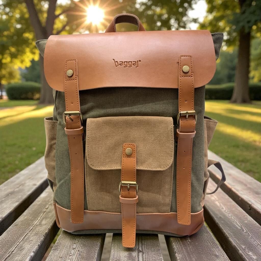 Kanvas Kumaş Laptop Gözlü Üniseks Sırt Çantası Baggaj KS25225 Yeşil