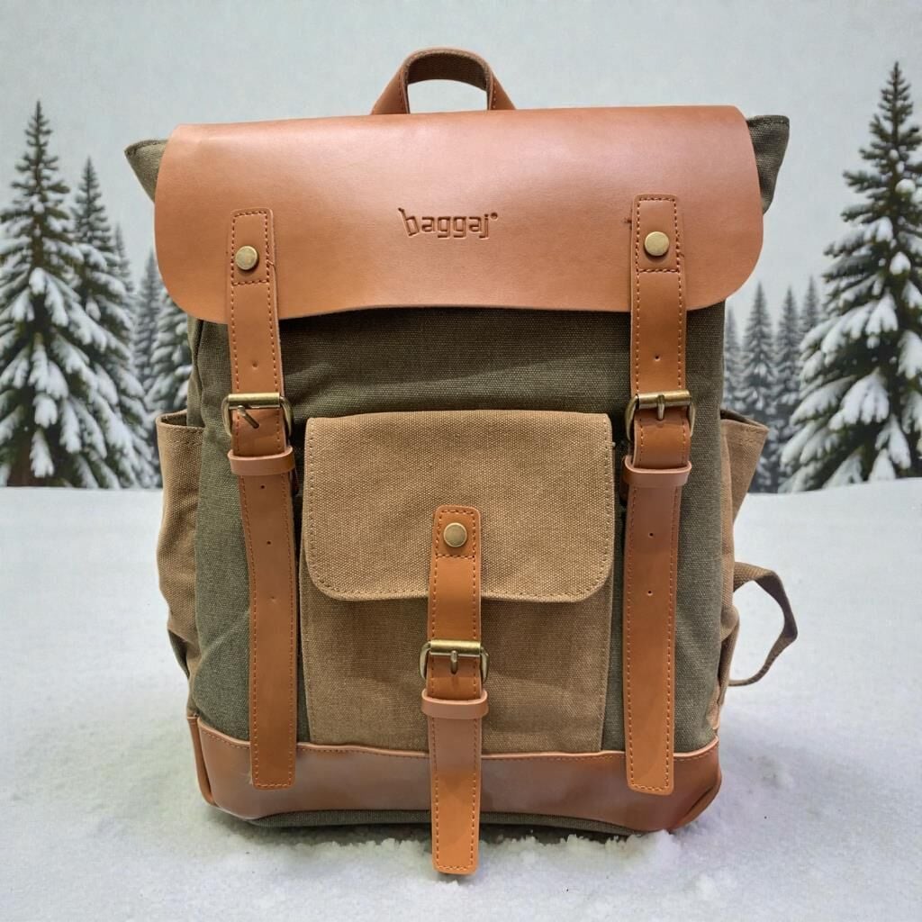 Kanvas Kumaş Laptop Gözlü Üniseks Sırt Çantası Baggaj KS25225 Yeşil