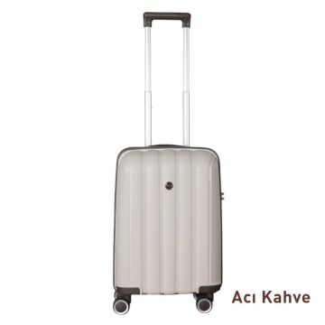 Mçs Valiz Kabin Boy Kırılmaz PP Silikon V305 Kemik/AcıKahve