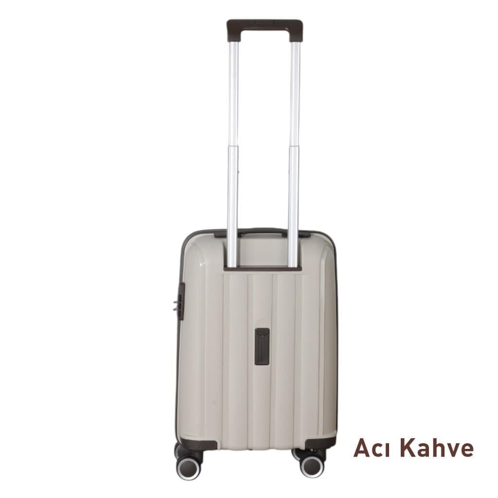 Mçs Valiz Kabin Boy Kırılmaz PP Silikon V305 Kemik/AcıKahve