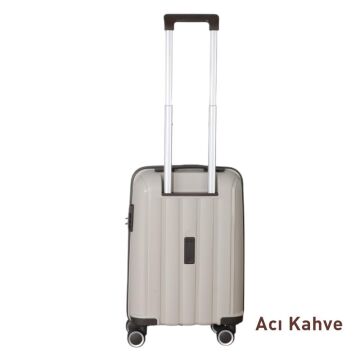 MÇS Kabin Boy Kırılmaz Silikon Seyahat Valizi Bavulu V305 Kemik/AcıKahve