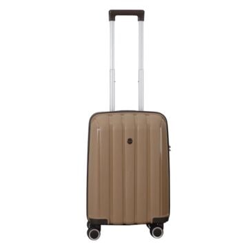 MÇS Kabin Boy Kırılmaz Silikon Seyahat Valizi Bavulu V305 Şampanya/AcıKahve