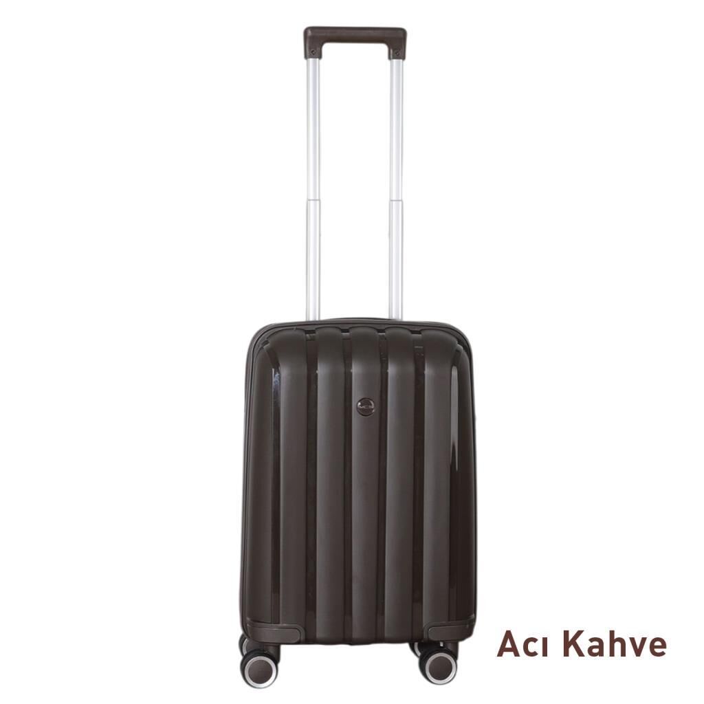 Mçs Valiz Kabin Boy Kırılmaz PP Silikon V305 Acı Kahve