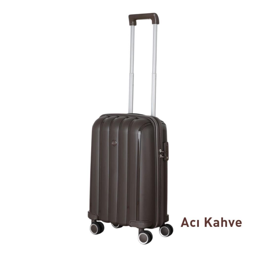 Mçs Valiz Kabin Boy Kırılmaz PP Silikon V305 Acı Kahve