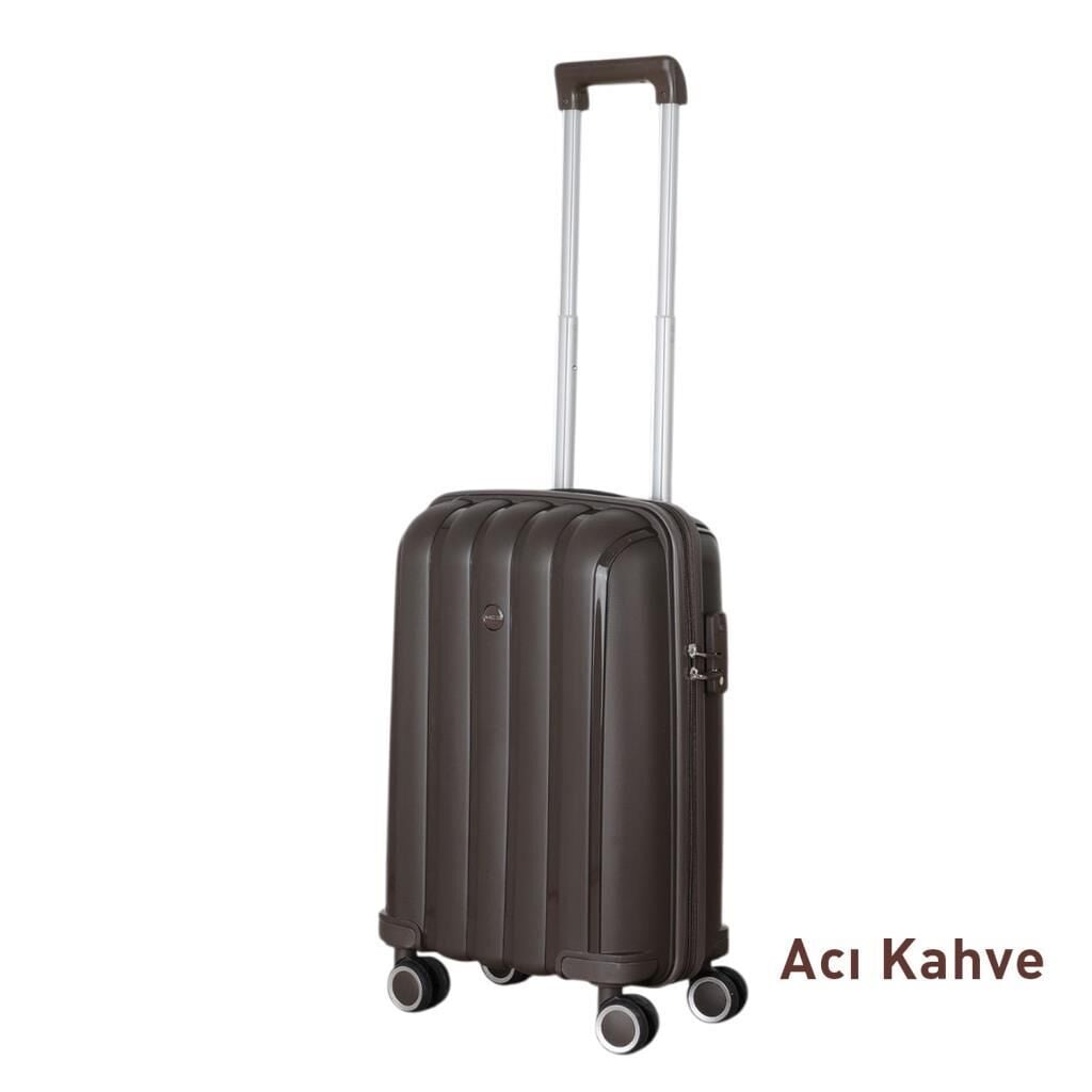 Mçs Valiz Kabin Boy Kırılmaz PP Silikon V305 Acı Kahve