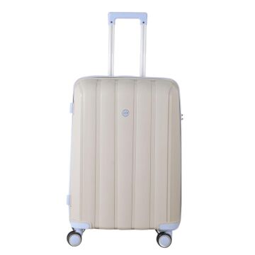 MÇS Orta Boy Kırılmaz Silikon Seyahat Valizi Bavulu V305 Kemik/BebeMavisi