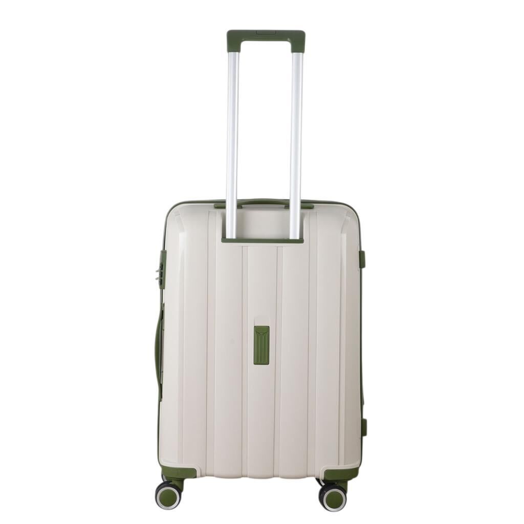 MÇS Orta Boy Kırılmaz Silikon Seyahat Valizi Bavulu V305 Kemik/Haki