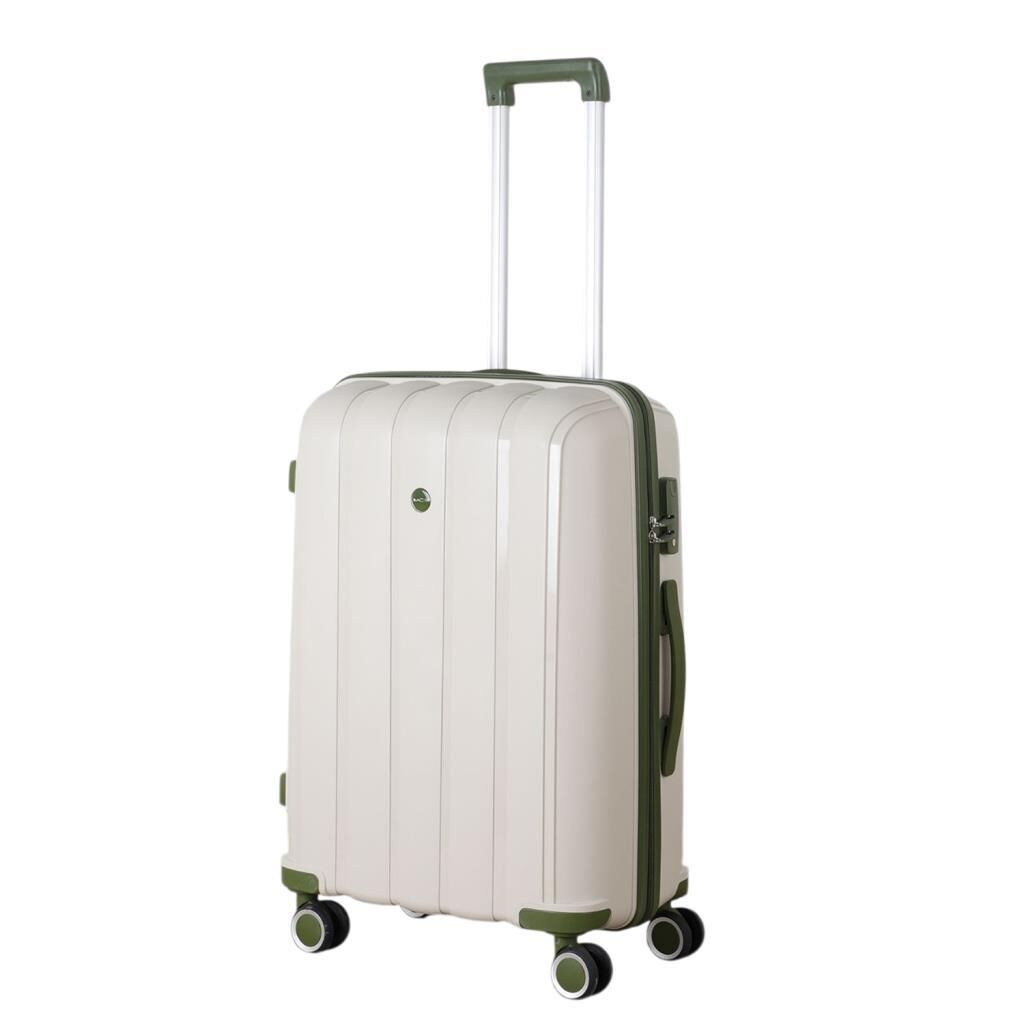 MÇS Orta Boy Kırılmaz Silikon Seyahat Valizi Bavulu V305 Kemik/Haki