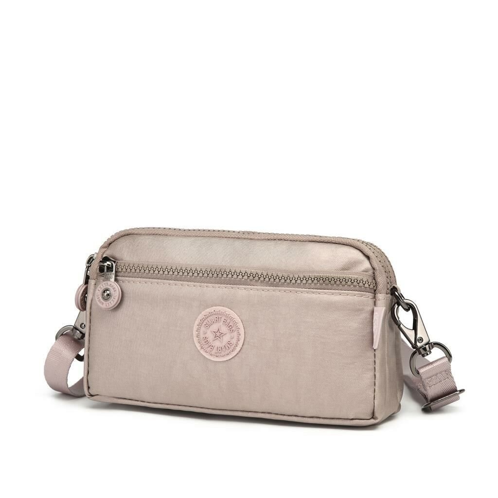 Metalik Kumaş Smart Bags Mini Boy Postacı Çantası ve Cüzdanı 1112