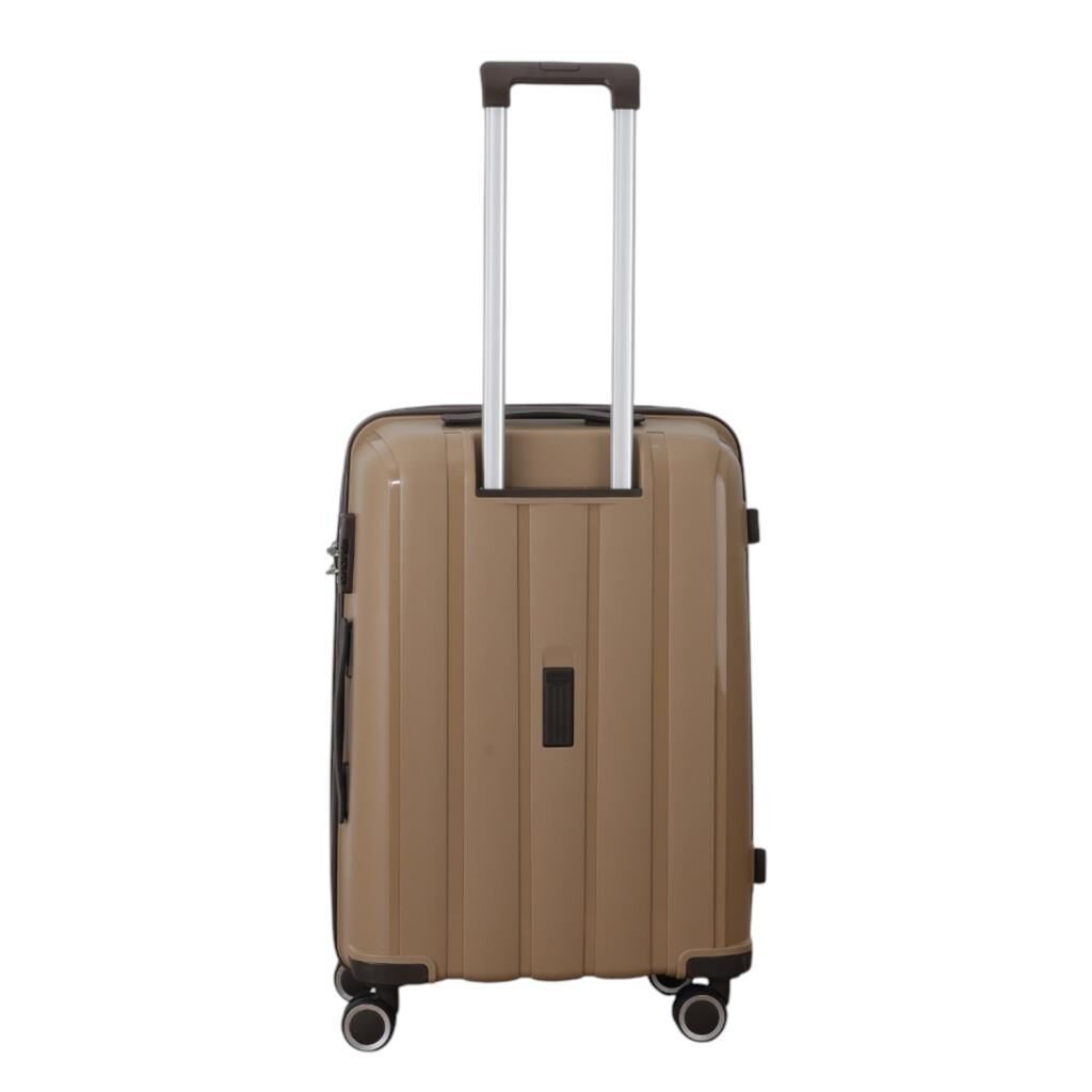 MÇS Orta Boy Kırılmaz Silikon Seyahat Valizi Bavulu V305 Şampanya/AcıKahve